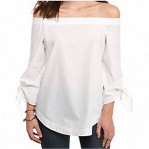 Free People White Off the Shoulder Blouse Size S